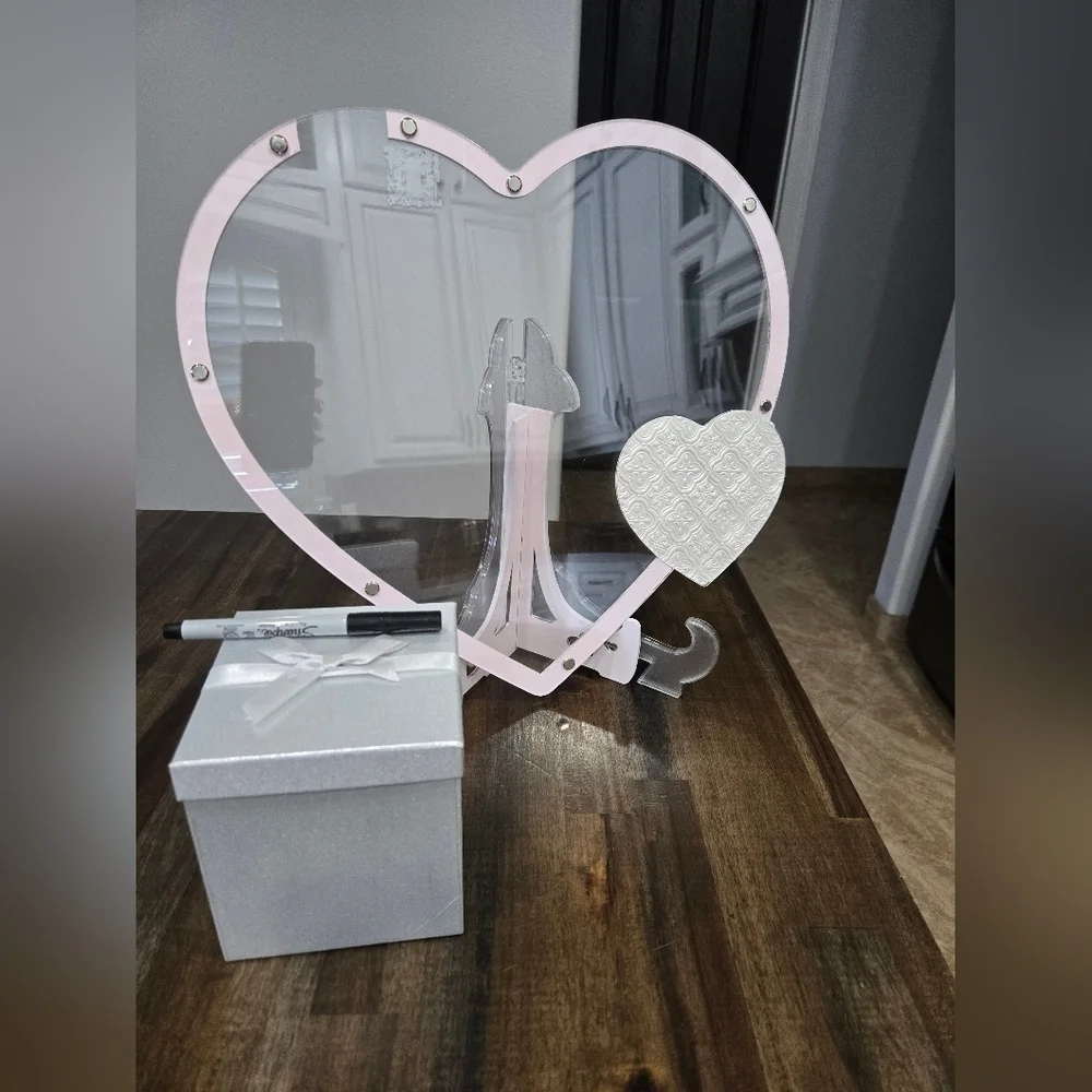 Large Heart-Shaped Pink and Pearl Guest Sign In